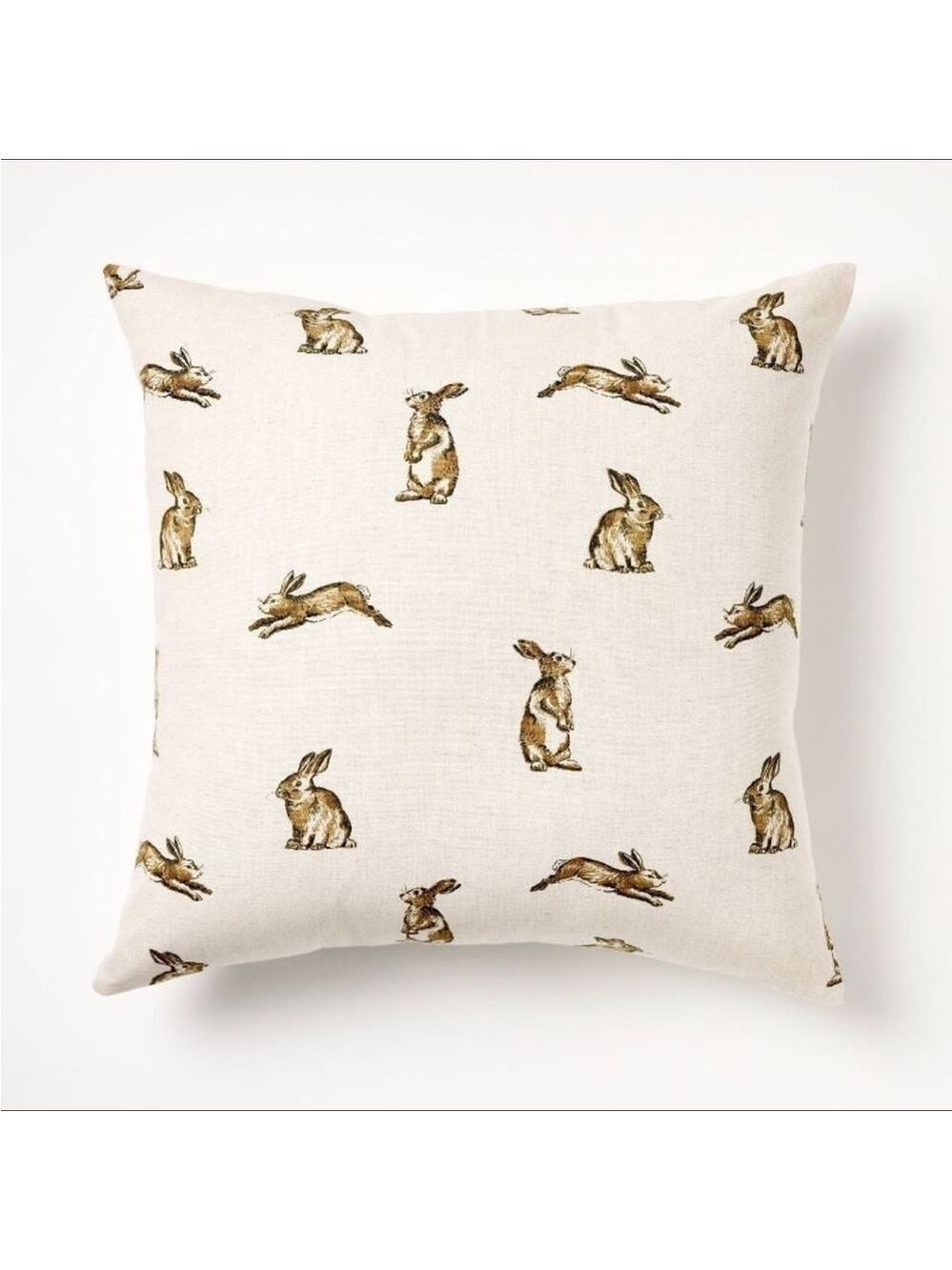 Oversized Printed Bunny Square Throw Pillow Linen/Brown - Threshold Studio McGee